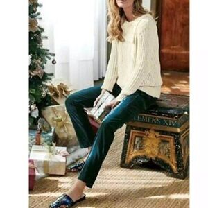 Soft Surroundings Emerald Green Velvet Cargo Utility Pull on Pants Size Medium